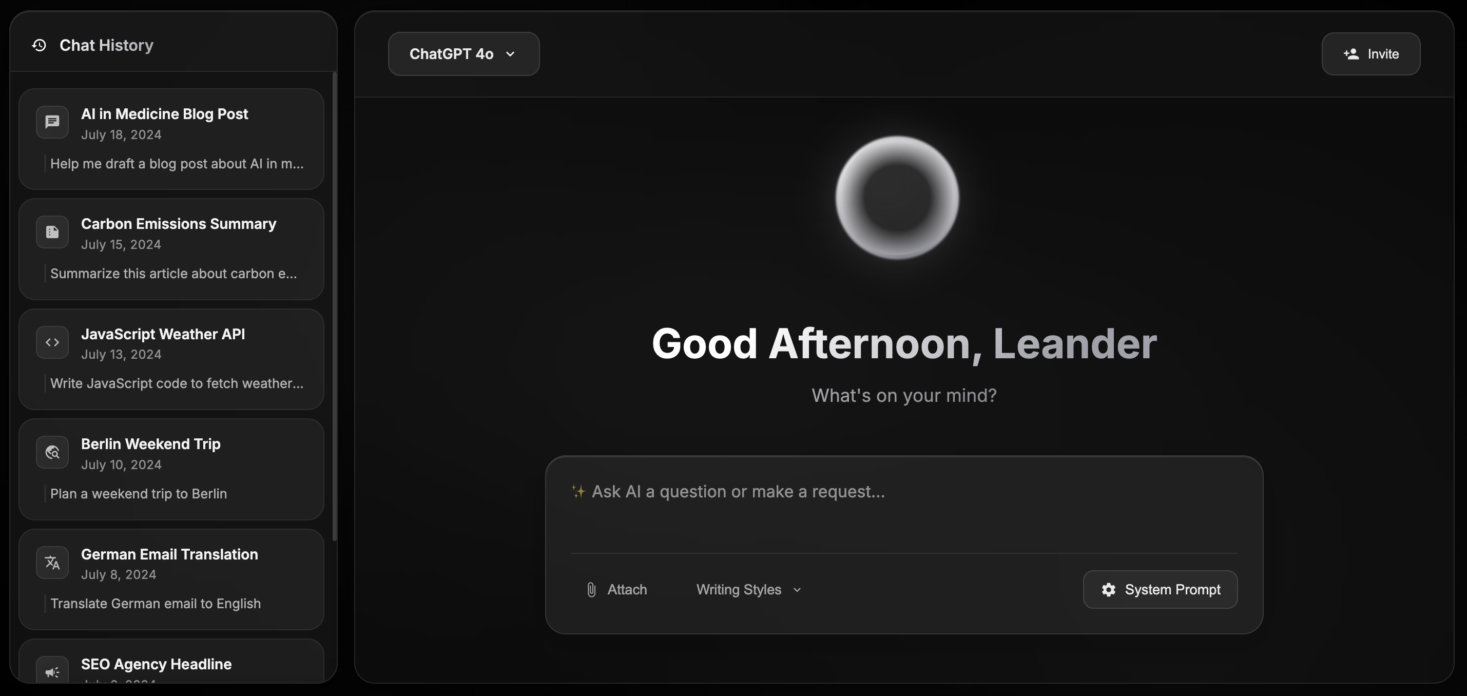 AI Assistant Chat Preview